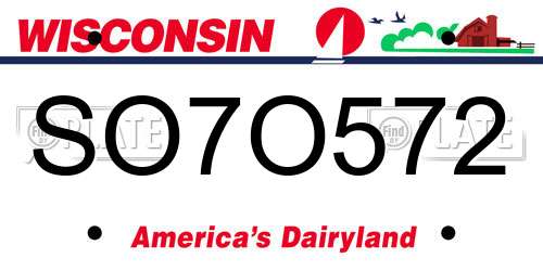SO7O572 Wisconsin License Plate