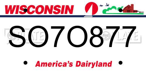SO7O877 Wisconsin License Plate