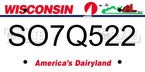 SO7Q522 Wisconsin License Plate