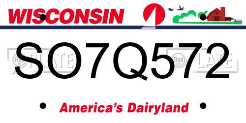 SO7Q572 Wisconsin License Plate