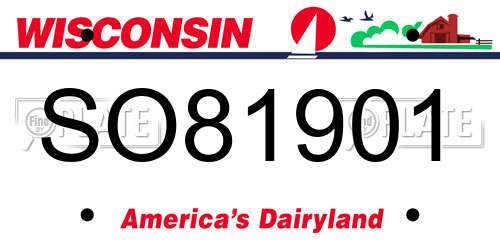 SO81901 Wisconsin License Plate