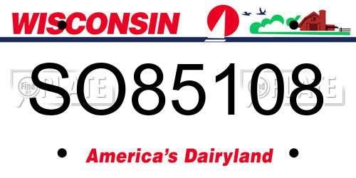 SO85108 Wisconsin License Plate