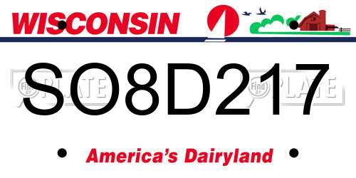 SO8D217 Wisconsin License Plate
