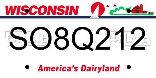 SO8Q212 Wisconsin License Plate