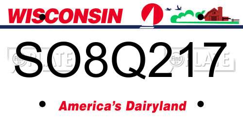 SO8Q217 Wisconsin License Plate