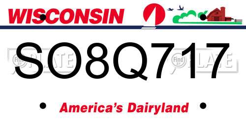SO8Q717 Wisconsin License Plate