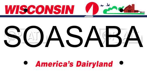 SOASABA Wisconsin License Plate