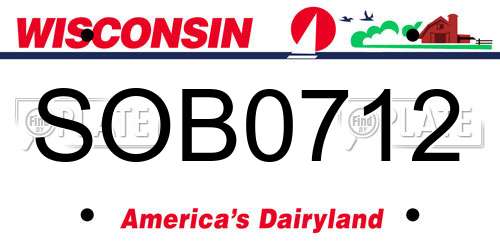 SOB0712 Wisconsin License Plate