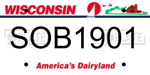 SOB1901 Wisconsin License Plate