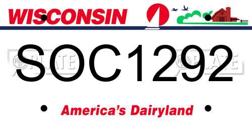 SOC1292 Wisconsin License Plate