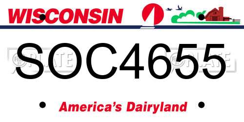 SOC4655 Wisconsin License Plate