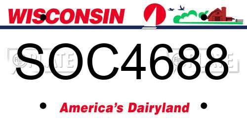 SOC4688 Wisconsin License Plate