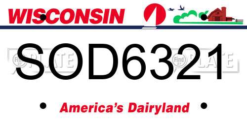 SOD6321 Wisconsin License Plate