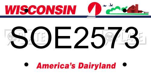 SOE2573 Wisconsin License Plate