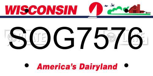 SOG7576 Wisconsin License Plate