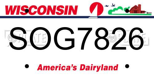SOG7826 Wisconsin License Plate