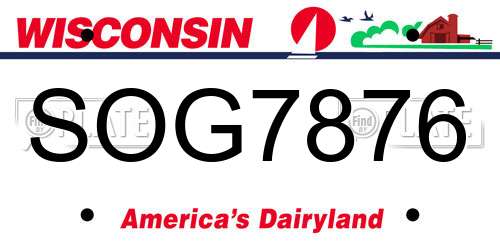 SOG7876 Wisconsin License Plate