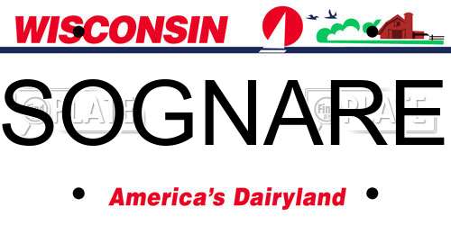 SOGNARE Wisconsin License Plate