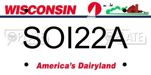 SOI22A Wisconsin License Plate