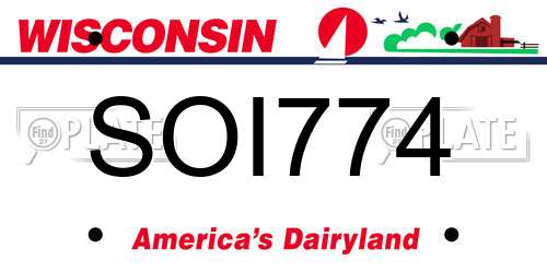 SOI774 Wisconsin License Plate