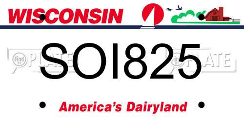 SOI825 Wisconsin License Plate