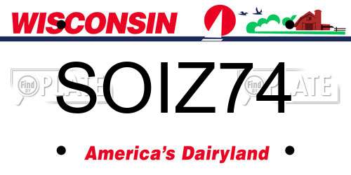 SOIZ74 Wisconsin License Plate