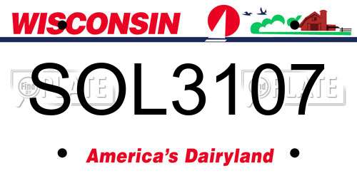 SOL3107 Wisconsin License Plate