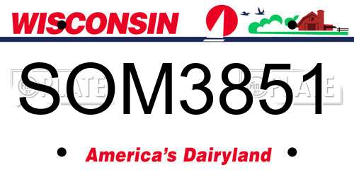 SOM3851 Wisconsin License Plate