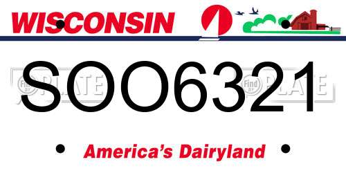 SOO6321 Wisconsin License Plate