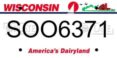 SOO6371 Wisconsin License Plate