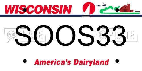SOOS33 Wisconsin License Plate