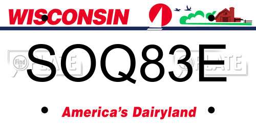 SOQ83E Wisconsin License Plate