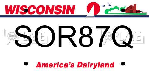 SOR87Q Wisconsin License Plate