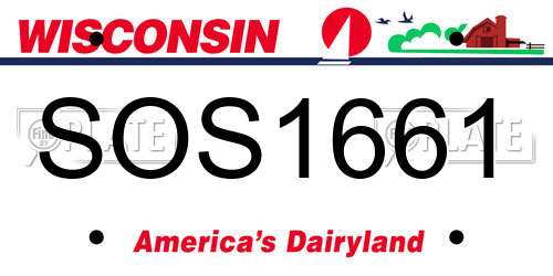 SOS1661 Wisconsin License Plate
