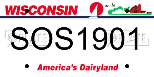 SOS1901 Wisconsin License Plate