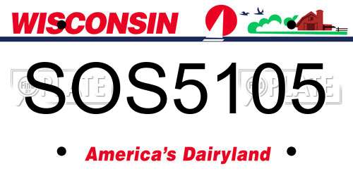 SOS5105 Wisconsin License Plate