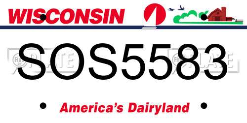 SOS5583 Wisconsin License Plate
