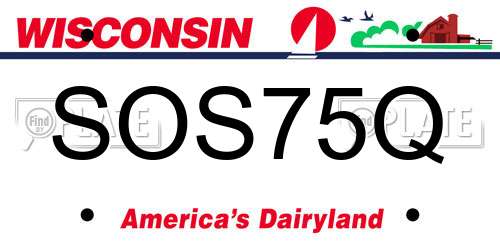 SOS75Q Wisconsin License Plate
