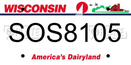 SOS8105 Wisconsin License Plate