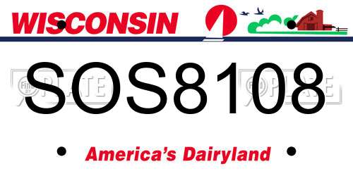 SOS8108 Wisconsin License Plate