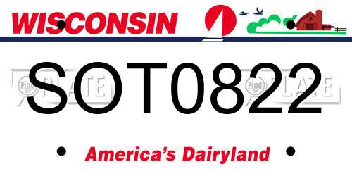 SOT0822 Wisconsin License Plate