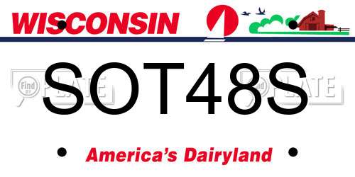 SOT48S Wisconsin License Plate