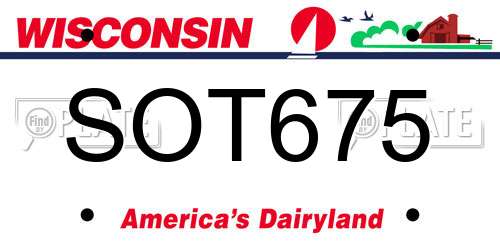 SOT675 Wisconsin License Plate