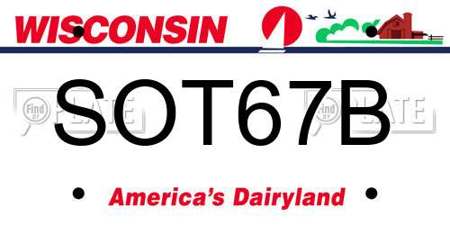 SOT67B Wisconsin License Plate
