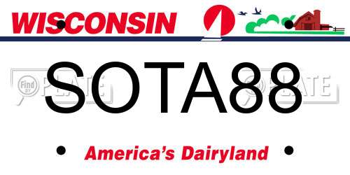 SOTA88 Wisconsin License Plate