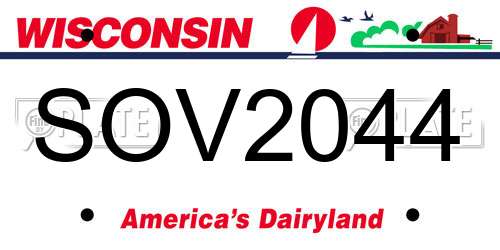 SOV2044 Wisconsin License Plate
