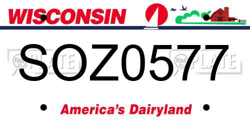 SOZ0577 Wisconsin License Plate