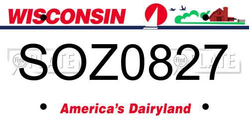 SOZ0827 Wisconsin License Plate