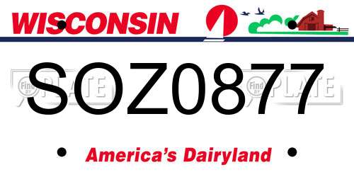 SOZ0877 Wisconsin License Plate