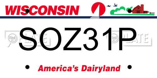 SOZ31P Wisconsin License Plate